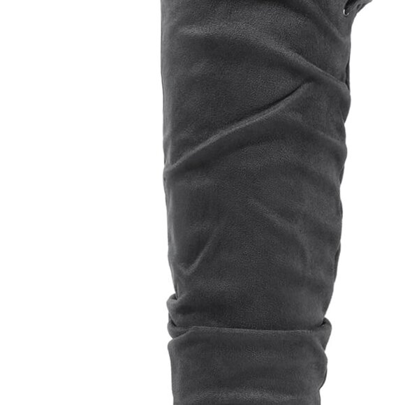 Women's Suede Over The Knee Thigh High Winter Boots Grey 11 - Picture 2 of 6